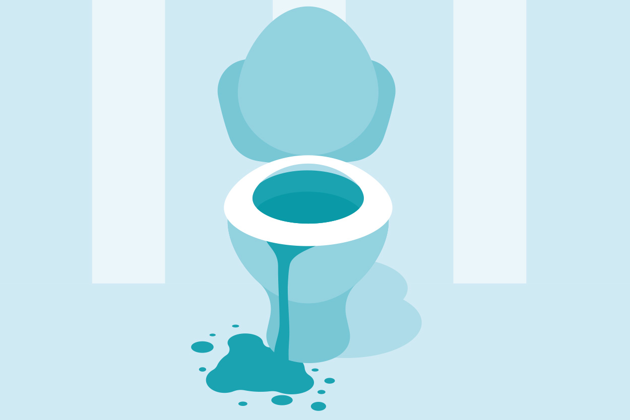 Illustration of an overflowing toilet bowl